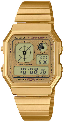 Casio Damklocka A130WEG-9AEF Vintage LCD/Gulguldtonat stål - Casio
