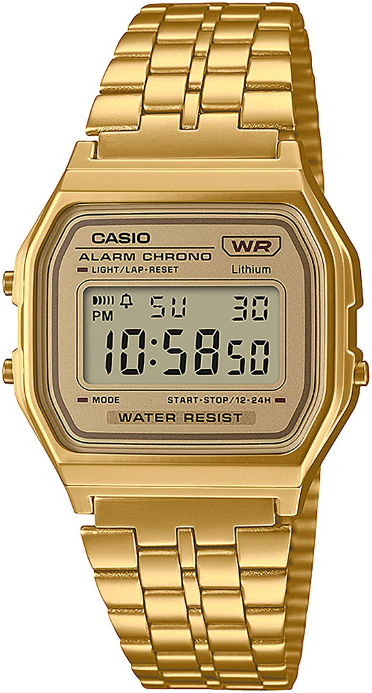 Casio A158WETG-9AEF Vintage LCD/Gulguldtonat stål - Casio