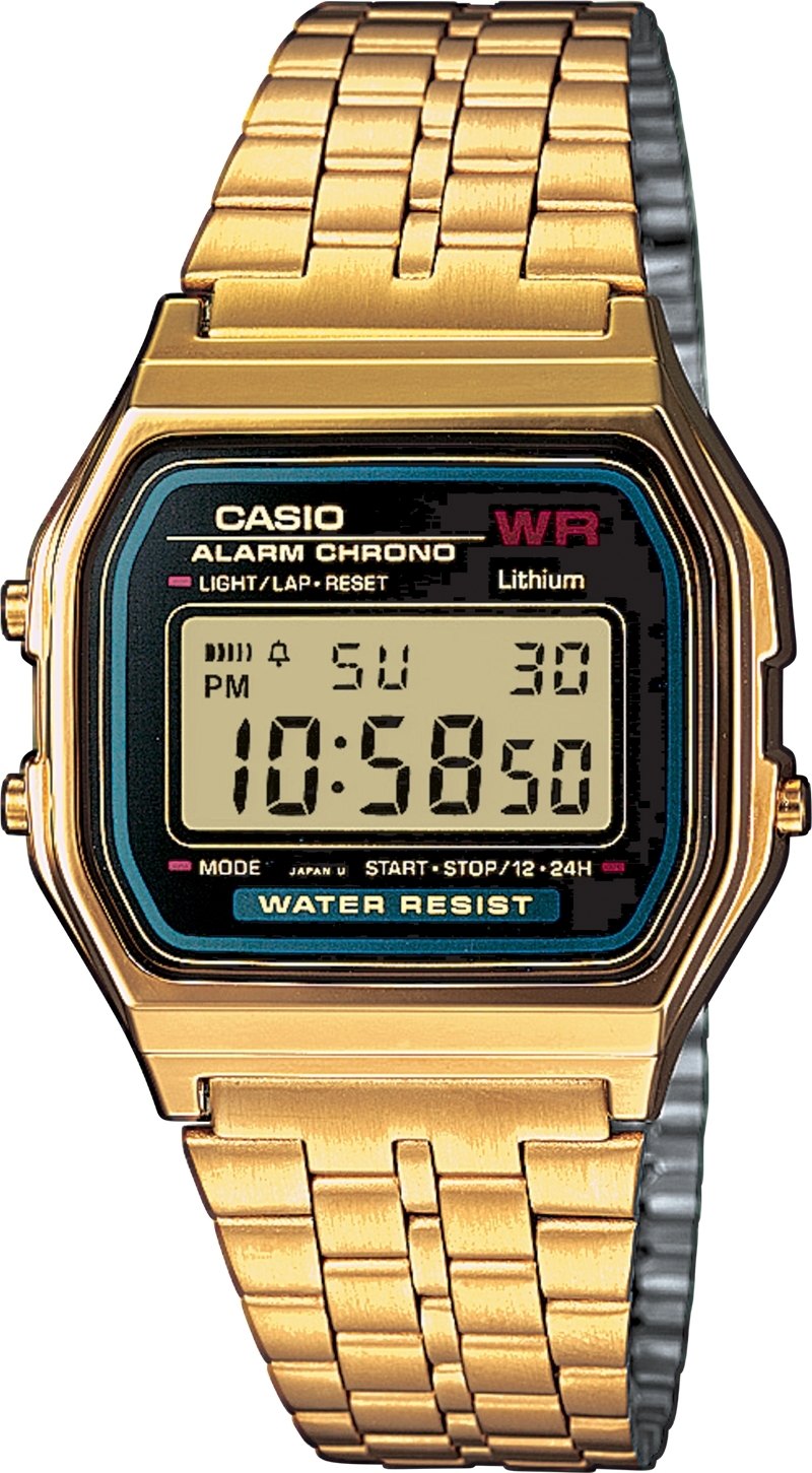 Casio Herrklocka A159WGEA-1EF Collection LCD/Gulguldtonat stål - Casio