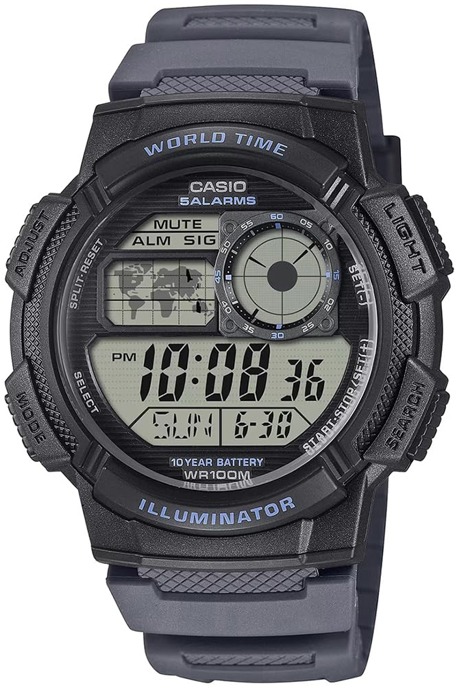 Casio Herrklocka AE-1000W-8AVEF Timeless Collection LCD/Gummi Ø43 mm - Casio