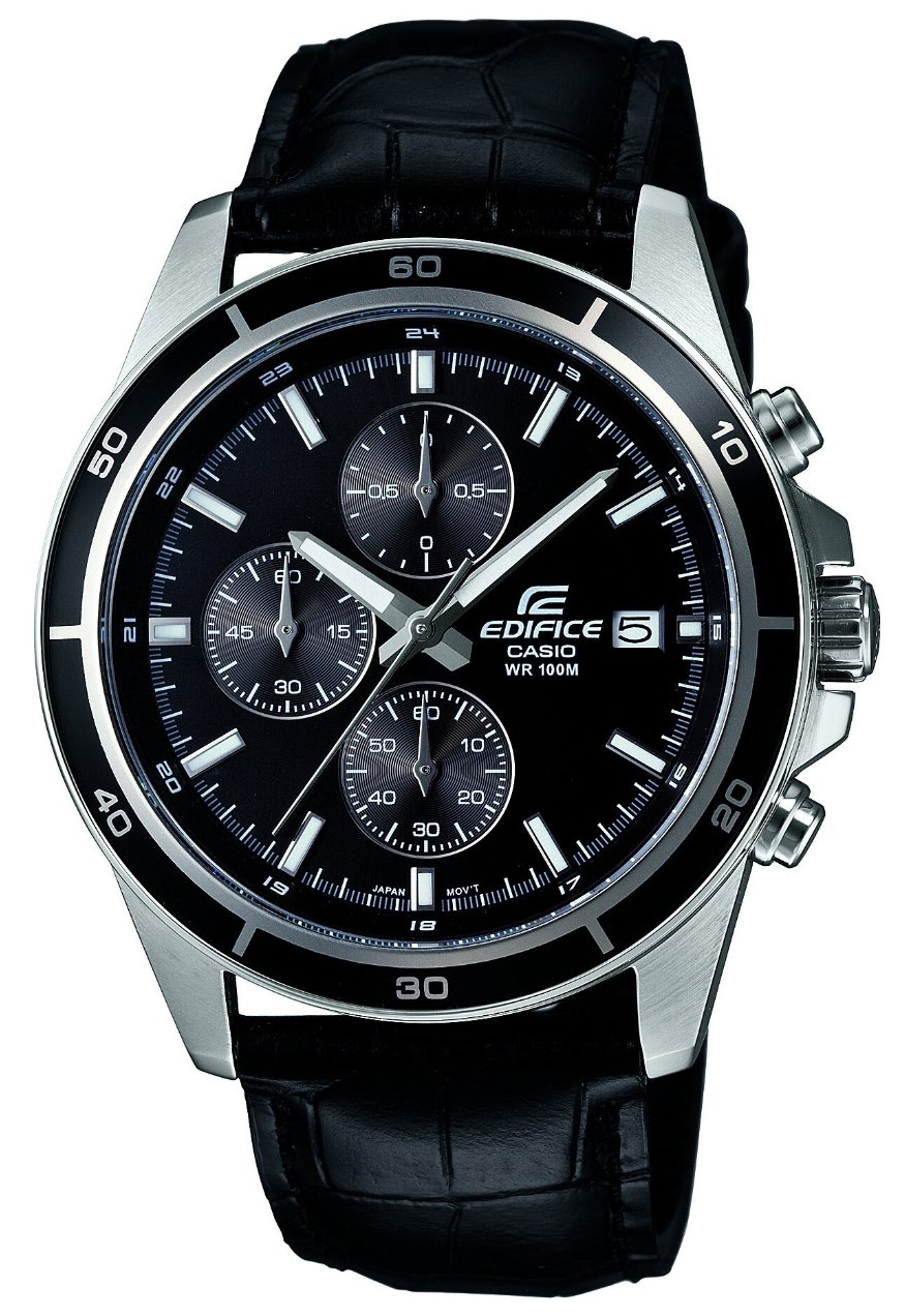 Casio Herrklocka EFR-526L-1AVUEF Edifice Svart/Läder Ø43.8 mm - Casio