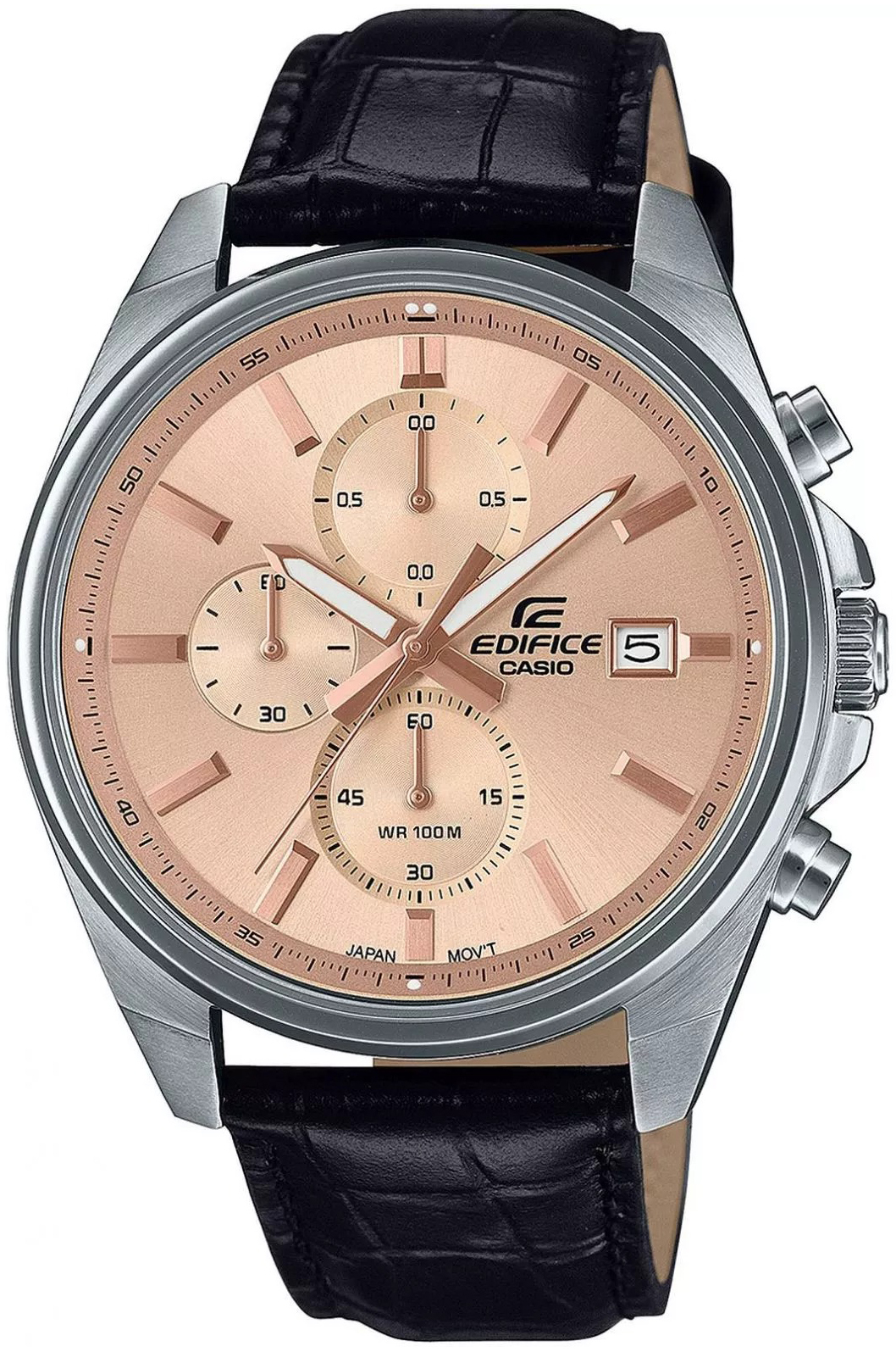 Casio Herrklocka EFV-610EL-5AUEF Edifice Roséguldstonad/Läder Ø44 - Casio