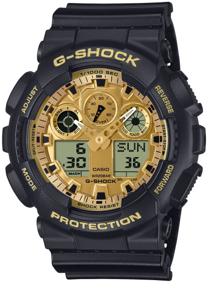 Casio Herrklocka GA-100GGB-1A9ER G-Shock Guld/Gummi Ø51.2 mm