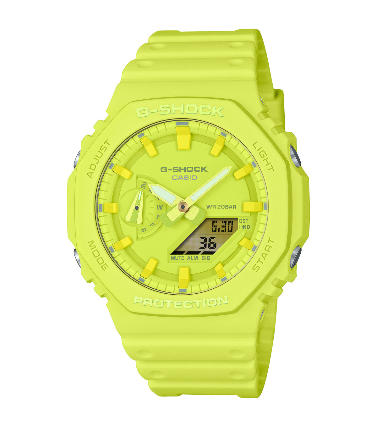 Casio Herrklocka GA-2100-9A9ER G-shock Gul/Resinplast Ø45.4 mm - Casio