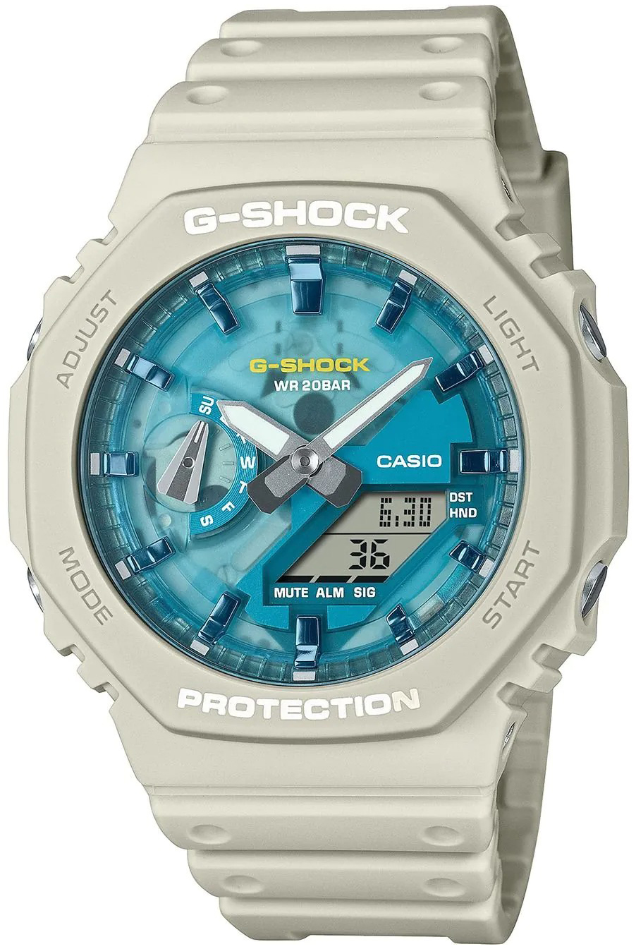 Casio Herrklocka GA-2100AS-5AER G-Shock Blå/Gummi Ø45 mm