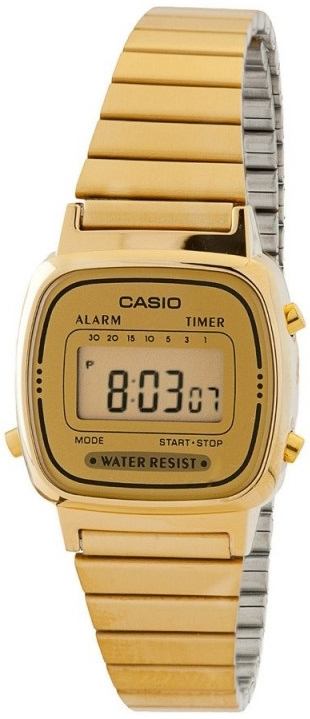 Casio Damklocka LA-670WGA-9DF Classic LCD/Gulguldtonat stål 25x30 mm - Casio