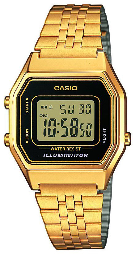 Casio Damklocka LA680WEGA-1ER Collection LCD/Gulguldtonat stål - Casio