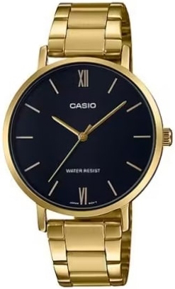 Casio Damklocka LTP-VT01G-1BUDF Classic Svart/Gulguldtonat stål Ø34 - Casio