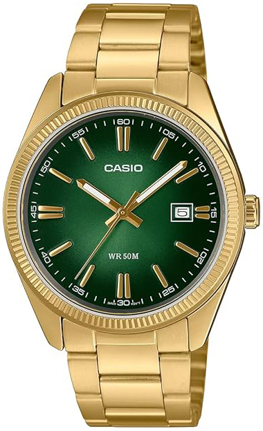 Casio Herrklocka MTP-1302PGC-3AVEF Enticer Grön/Gulguldtonat stål - Casio