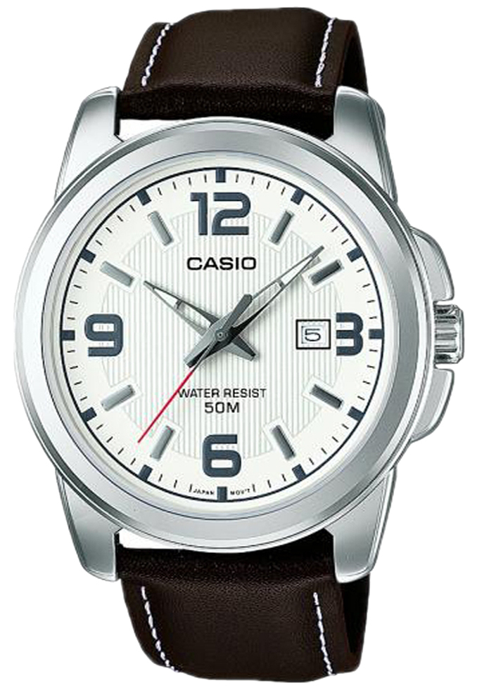 Casio Herrklocka MTP-1314PL-7AVEF Collection Vit/Läder Ø45 mm - Casio