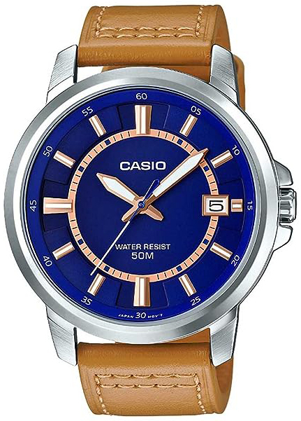 Casio Herrklocka MTP-E130L-2A Enticer Blå/Läder Ø53 mm - Casio