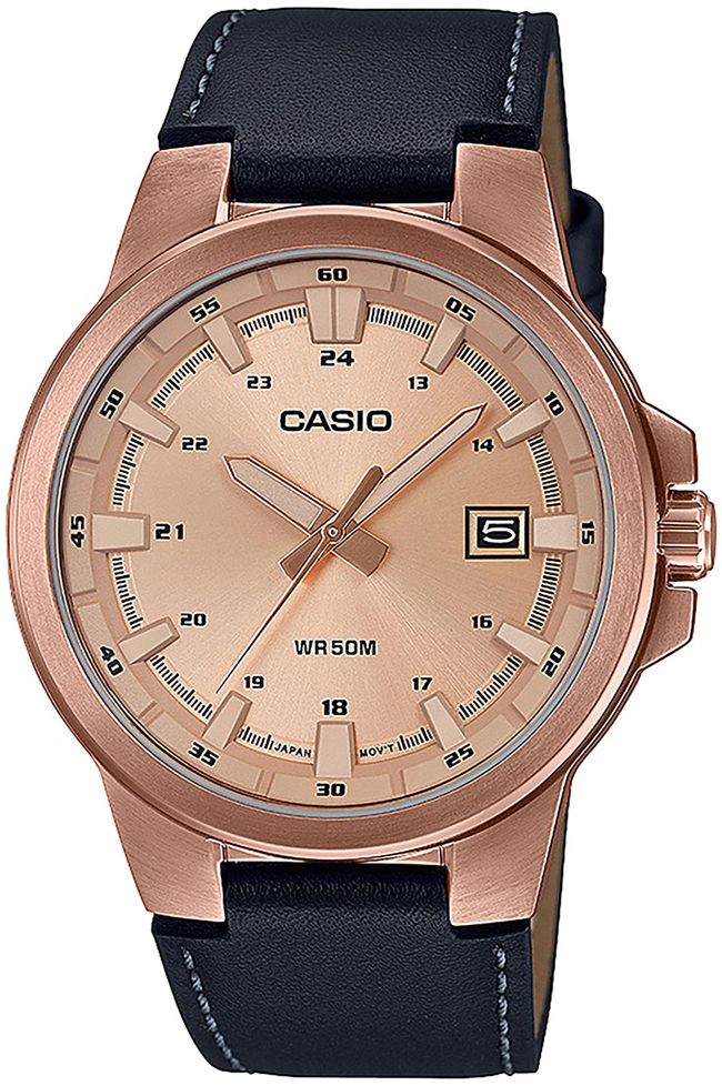 Casio Herrklocka MTP-E173RL-5AVEF Collection Roséguldstonad/Läder - Casio