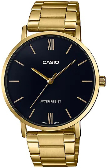 Casio Herrklocka MTP-VT01G-1BUDF Classic Svart/Gulguldtonat stål - Casio