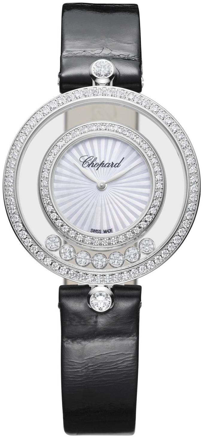 Chopard Damklocka 209426-1201 Happy Diamonds Silverfärgad/Läder - Chopard