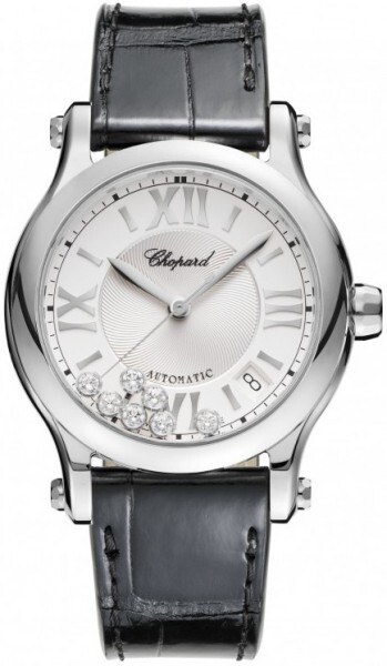 Chopard Damklocka 278559-3001 Happy Sport Silverfärgad/Läder Ø36 mm - Chopard