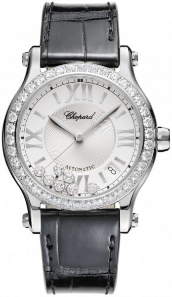 Chopard Damklocka 278559-3003 Happy Sport Silverfärgad/Läder Ø36 mm - Chopard
