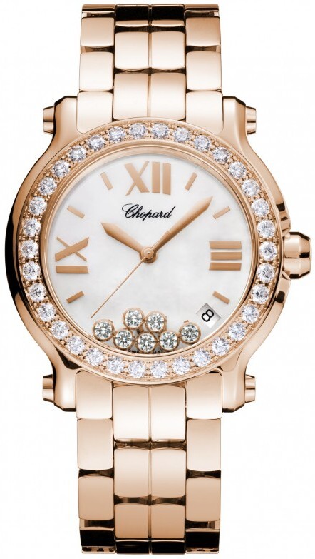Chopard Damklocka 278559-6003 Happy Sport Silverfärgad/Läder Ø36 mm - Chopard