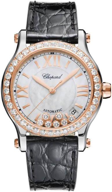 Chopard Damklocka 278559-6006 Happy Sport Vit/Läder Ø36 mm - Chopard