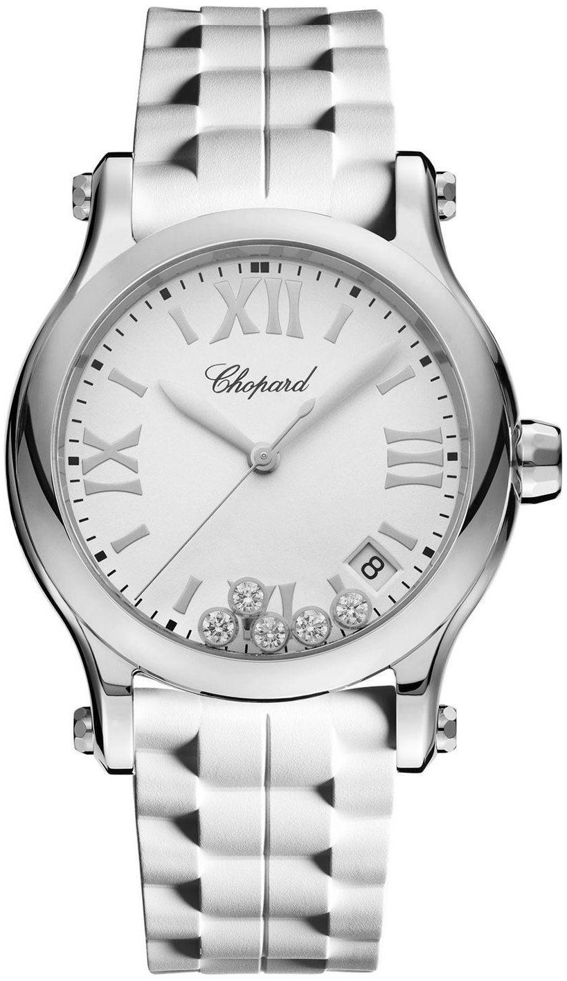Chopard Damklocka 278582-3001 Happy Sport Vit/Gummi Ø36 mm - Chopard