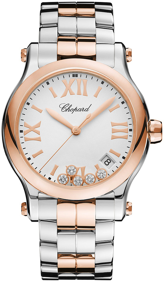 Chopard Damklocka 278582-6002 Happy Sport Vit/18 karat roséguld Ø36 - Chopard