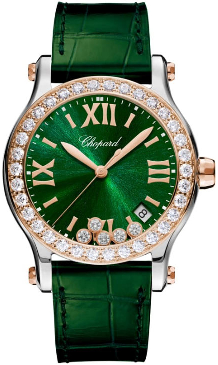 Chopard Damklocka 278582-6007 Happy Sport Grön/Läder Ø36 mm - Chopard
