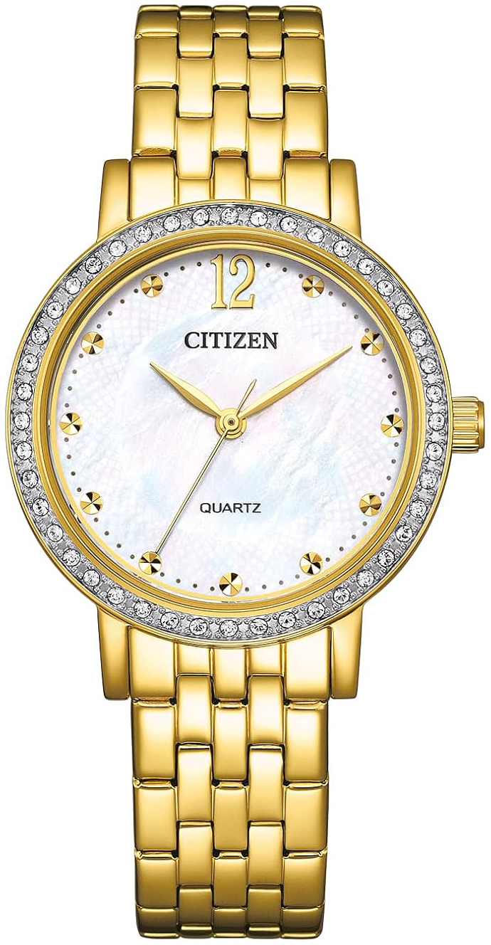 Citizen Damklocka EL3102-50D Vit/Gulguldtonat st&aring;l &Oslash;31 mm