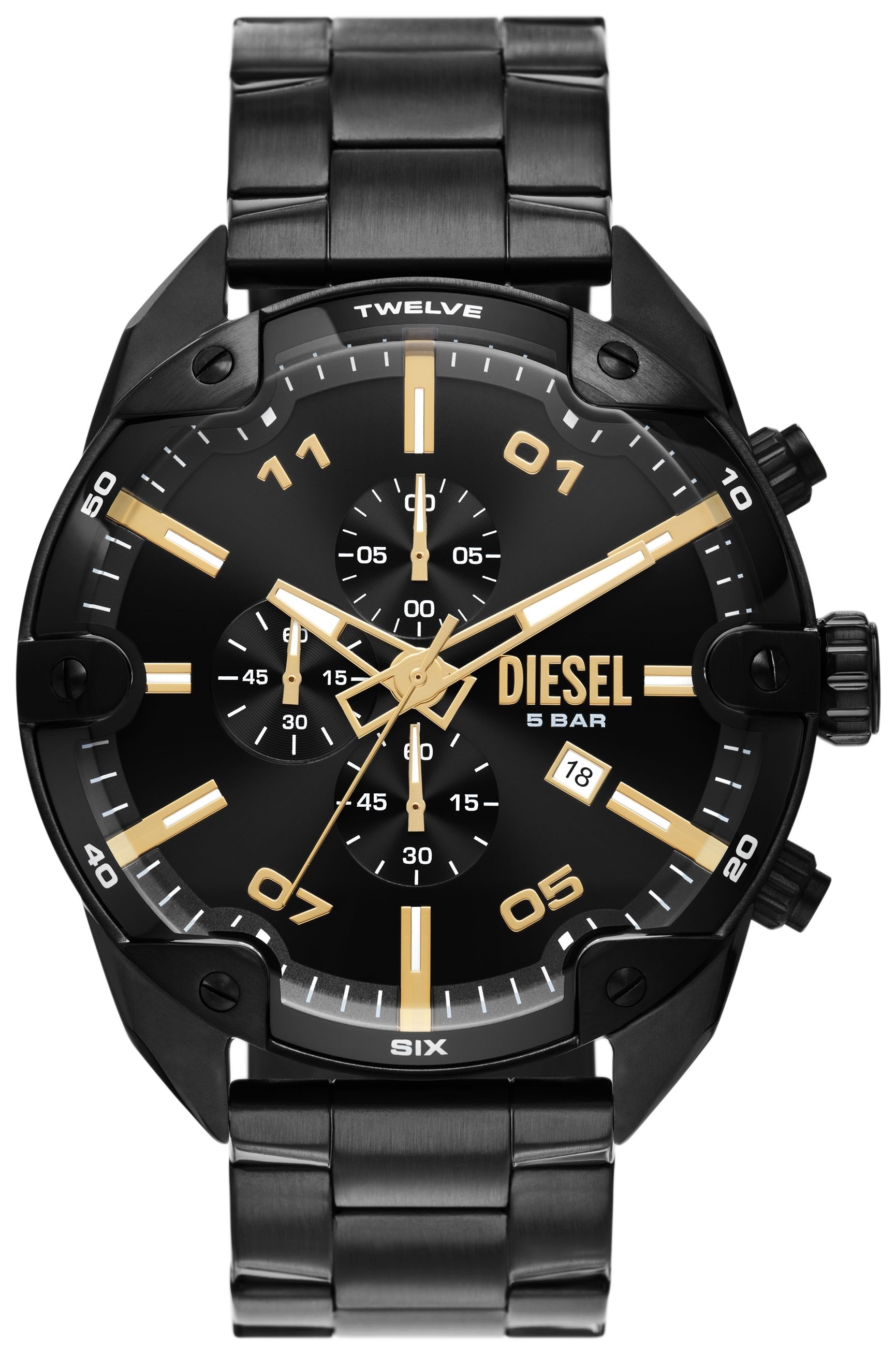 Diesel Herrklocka DZ4644 Spiked Svart/Stål Ø49 mm - Diesel