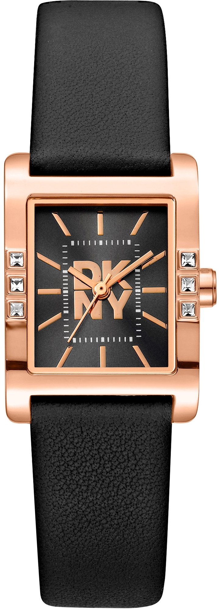 DKNY Damklocka DK1L008L0035 Westside Glitz Svart/Läder 30x22 mm - DKNY