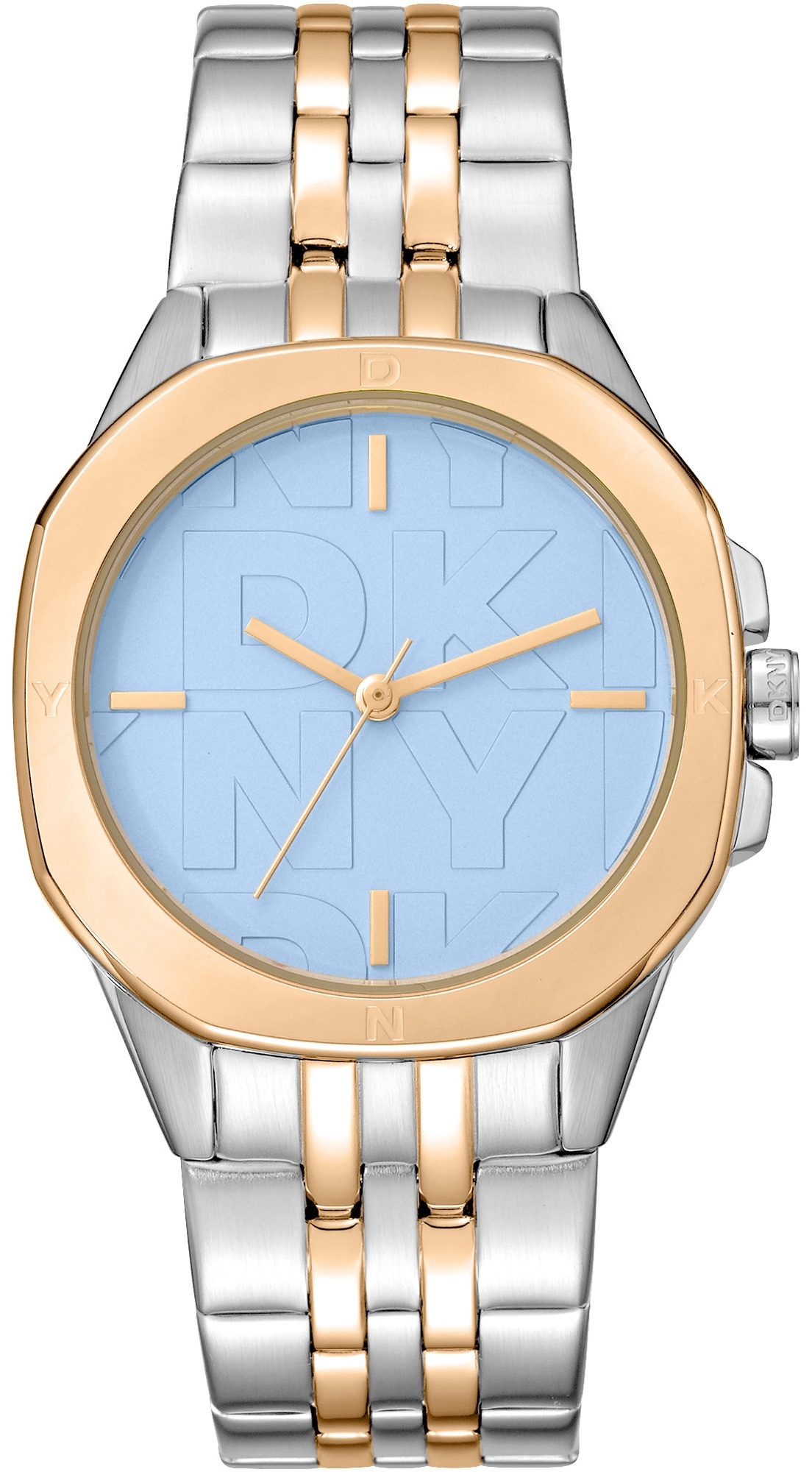 DKNY Damklocka DK1L012M0095 Brooklyn Midi Blå/Guldtonat stål Ø34 mm - DKNY