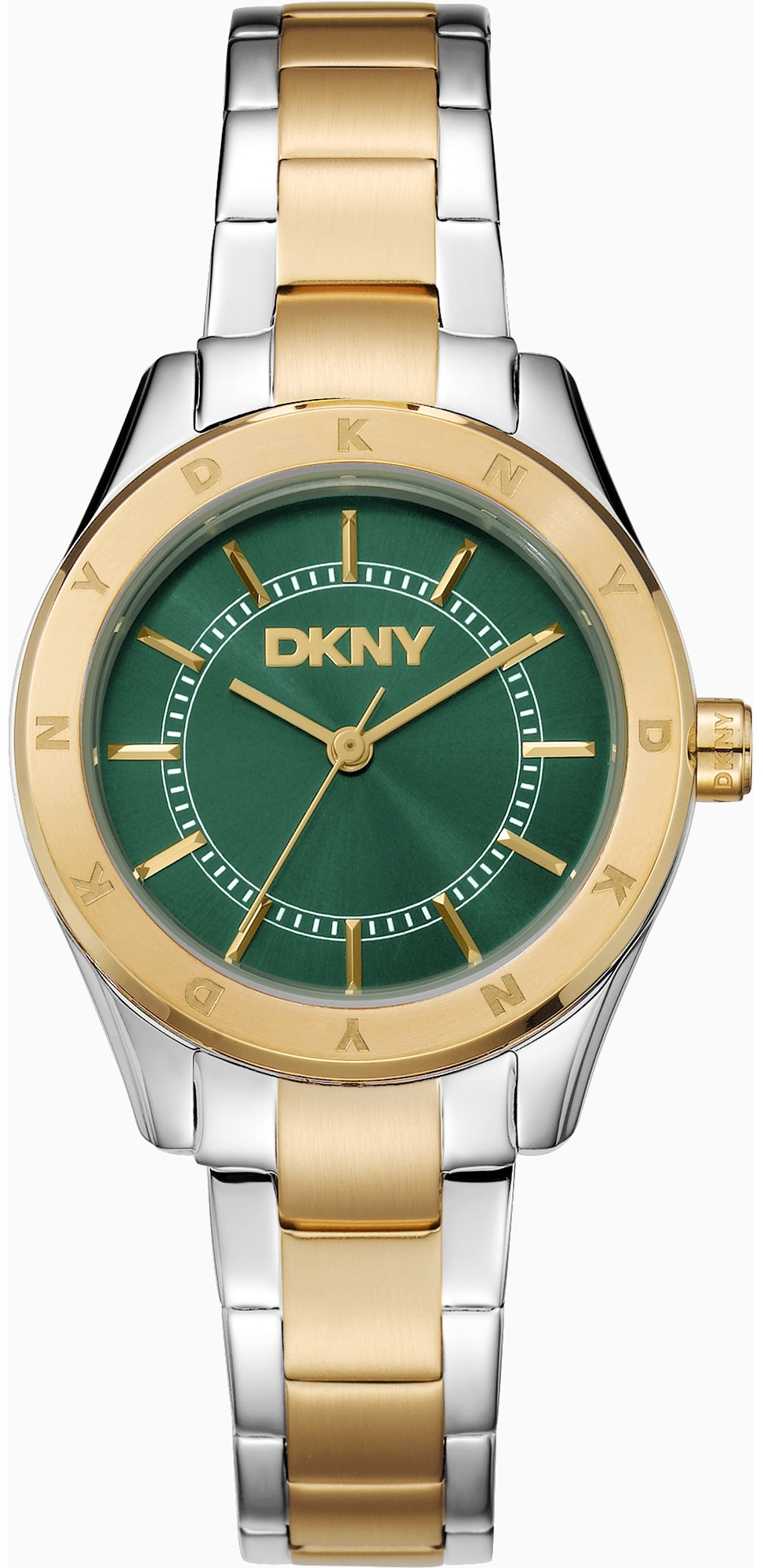 DKNY Damklocka DK1L018M0065 Chambers Sport Gr&ouml;n/Guldtonat st&aring;l &Oslash;30