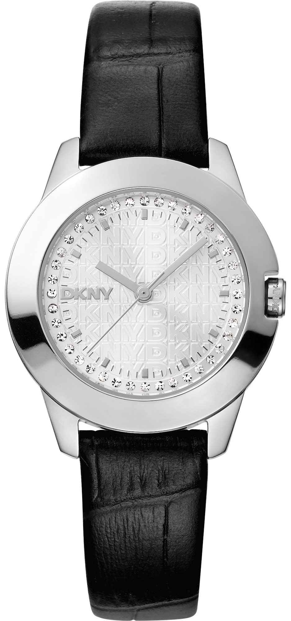 DKNY Damklocka DK1L021L0015 Park Ave Logo Silverfärgad/Läder Ø30 mm
