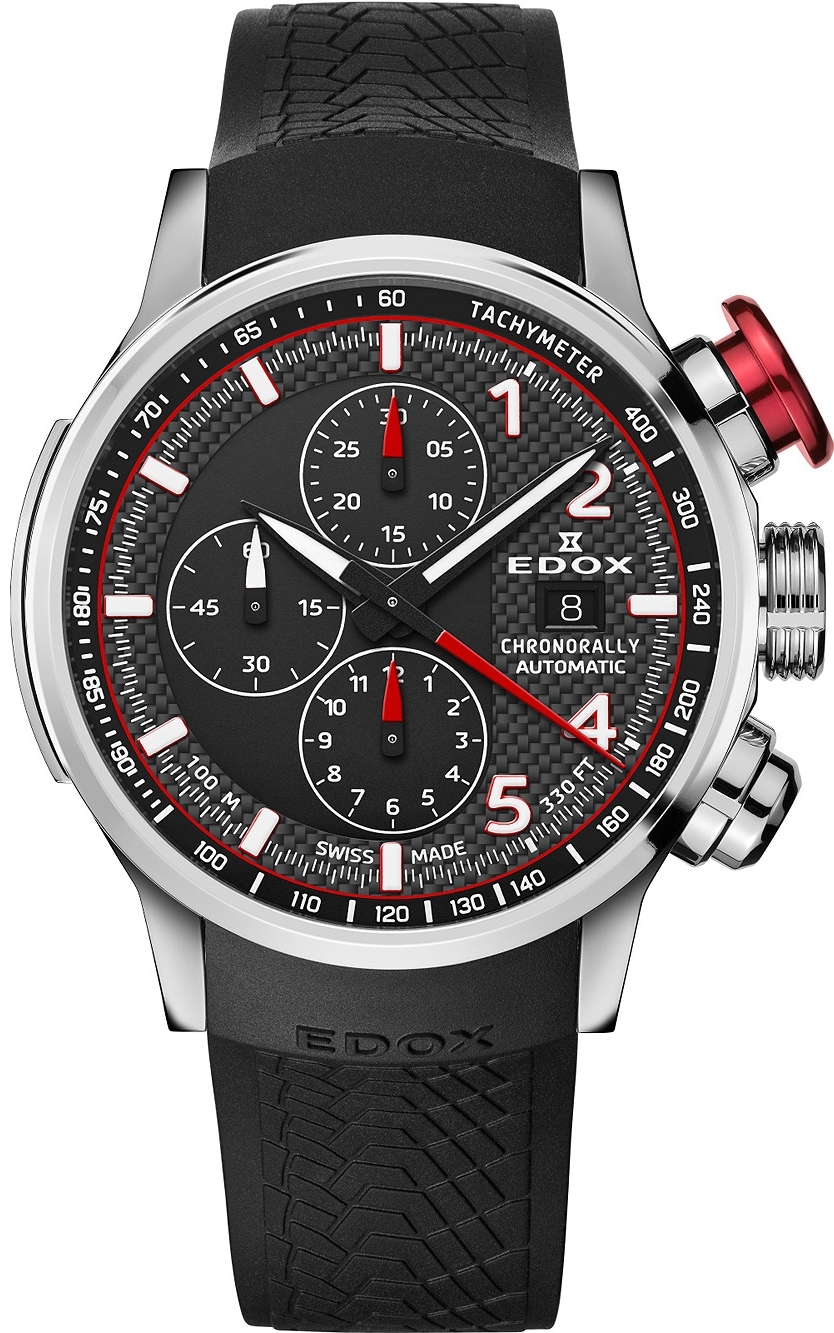 Edox Herrklocka 01129-TRCA-NCAR Chronorally Svart/Gummi Ø45 mm - Edox