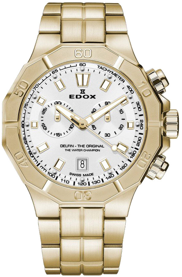 Edox Herrklocka 10113-37JM-AID Delfin Silverfärgad/Gulguldtonat - Edox