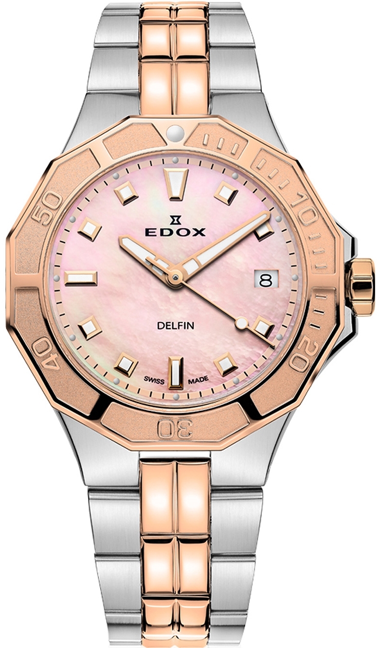 Edox Damklocka 53020-357RM-ROR Delfin Vit/Stål Ø38 mm - Edox