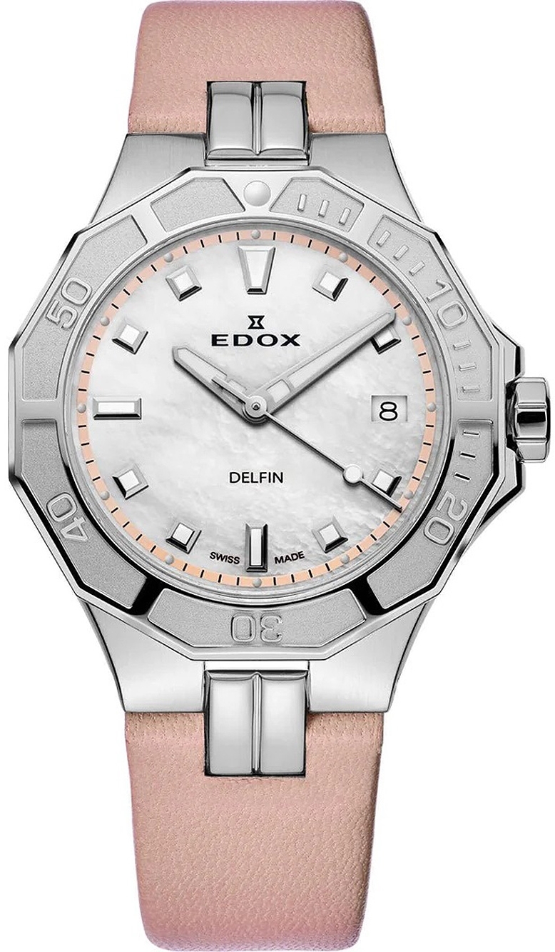 Edox Damklocka 53020-3C-NARN Delfin Vit/Läder Ø38 mm - Edox