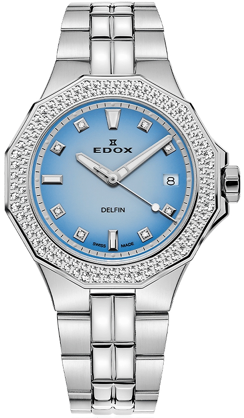 Edox Damklocka 53020-3D120M-BUCND Delfin Blå/Stål Ø38 mm - Edox