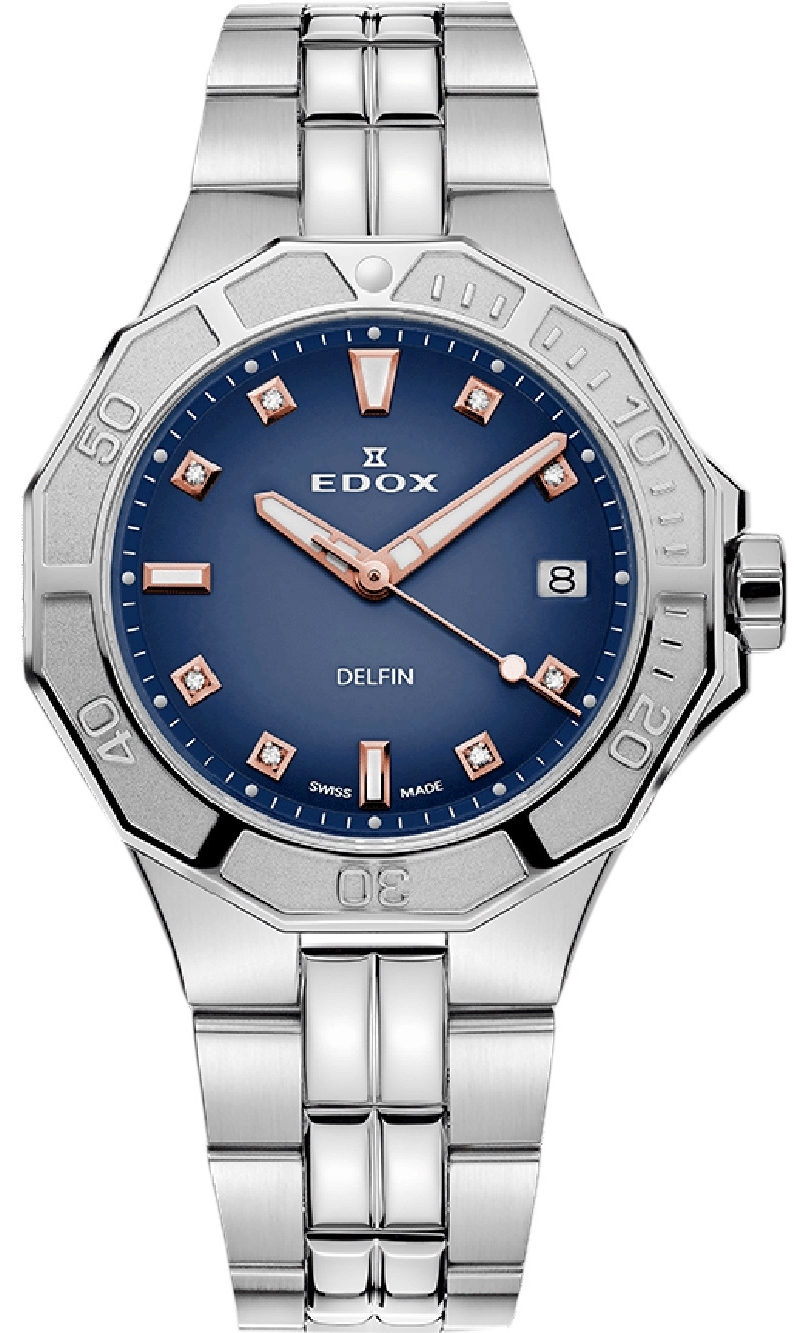 Edox Damklocka 53020-3M-BUDDR Delfin Blå/Stål Ø38 mm - Edox