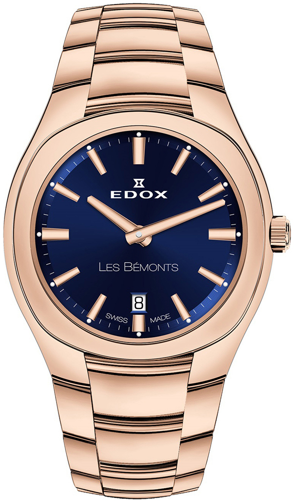 Edox Damklocka 57004-37R-BUIR Les Bemonts Blå/Roséguldstonat stål