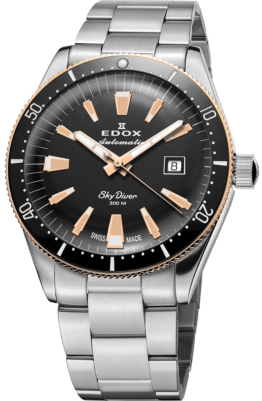 Edox Herrklocka 80126-357RNM-NIRB Skydiver Svart/Stål Ø42 mm - Edox