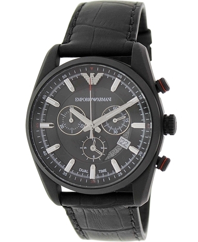 Emporio Armani Herrklocka AR6035 Sportivo Svart/Läder Ø42 mm