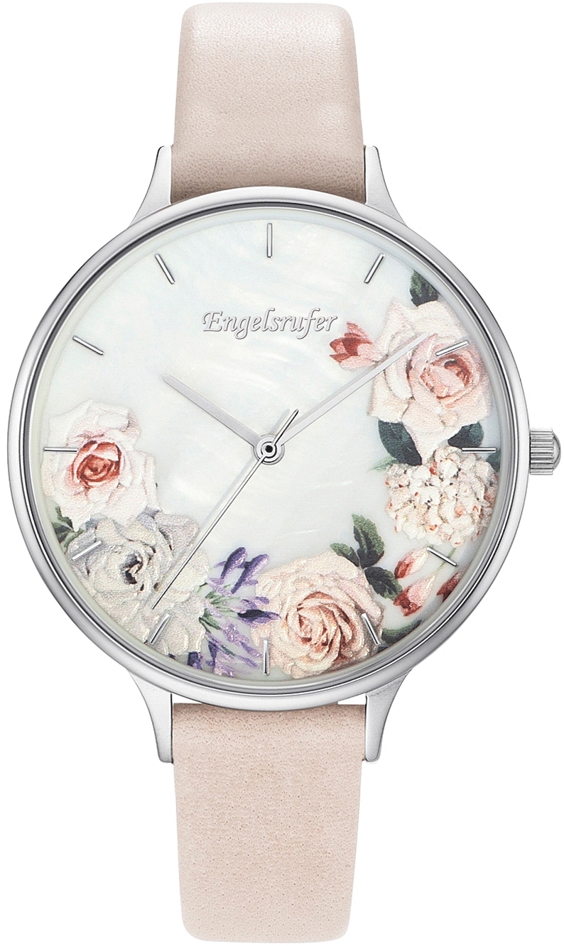 Engelsrufer Damklocka ERWA-FLOWER2-LBE1-LS Flower Vit/Läder Ø38 mm - Engelsrufer