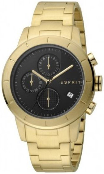 Esprit Herrklocka ES1G108M0095 Svart/Gulguldtonat stål Ø42 mm - Esprit