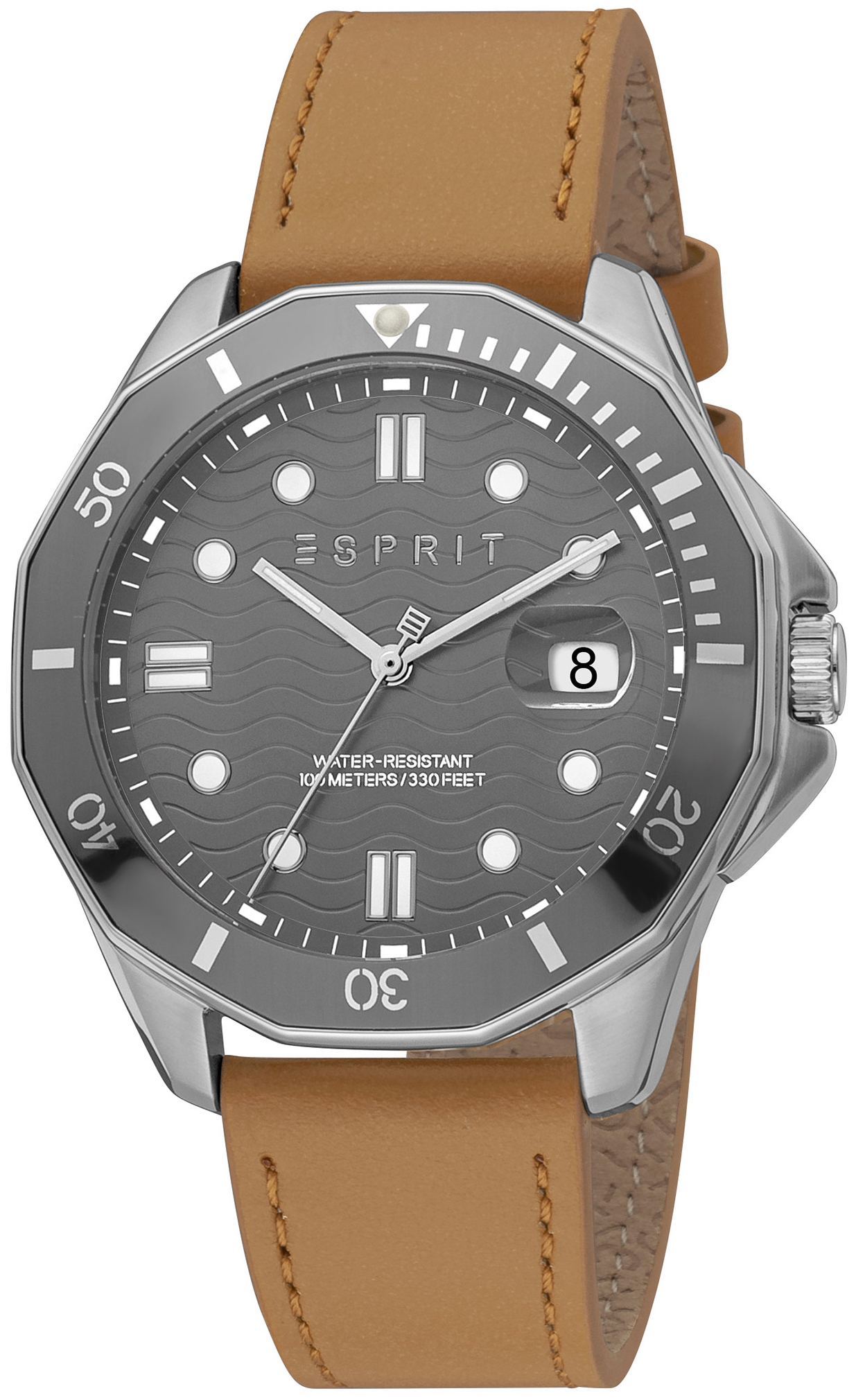 Esprit Herrklocka ES1G367L0035 Classic Gr&aring;/L&auml;der &Oslash;43 mm