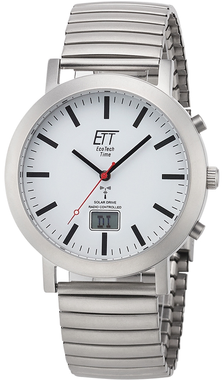 ETT Eco Tech Time Herrklocka EGS-11580-11M Radio-Controlled Vit/Stål - ETT Eco Tech Time