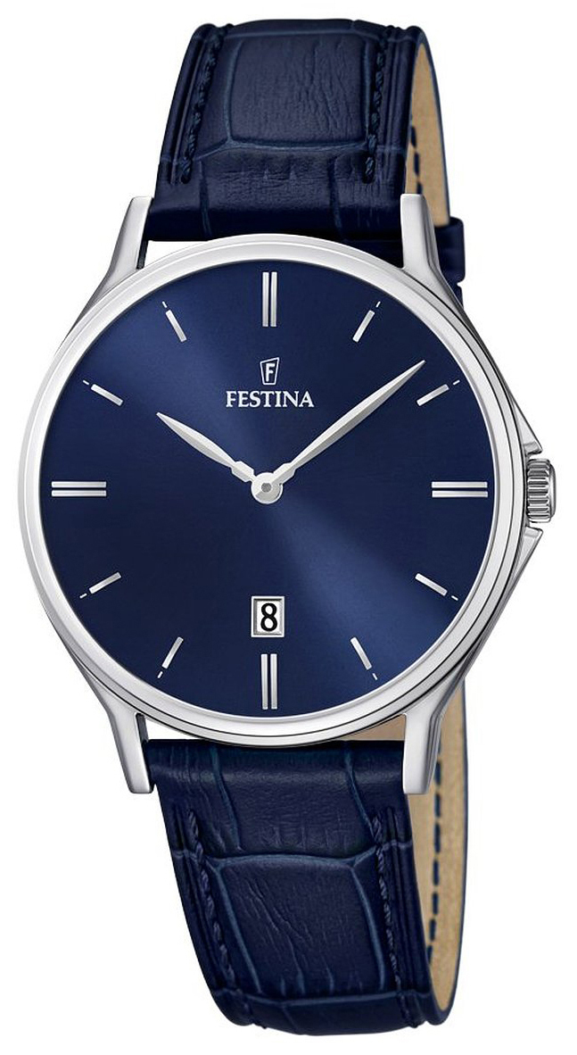 Festina Herrklocka F16745-3 Dress Blå/Läder Ø39 mm - Festina