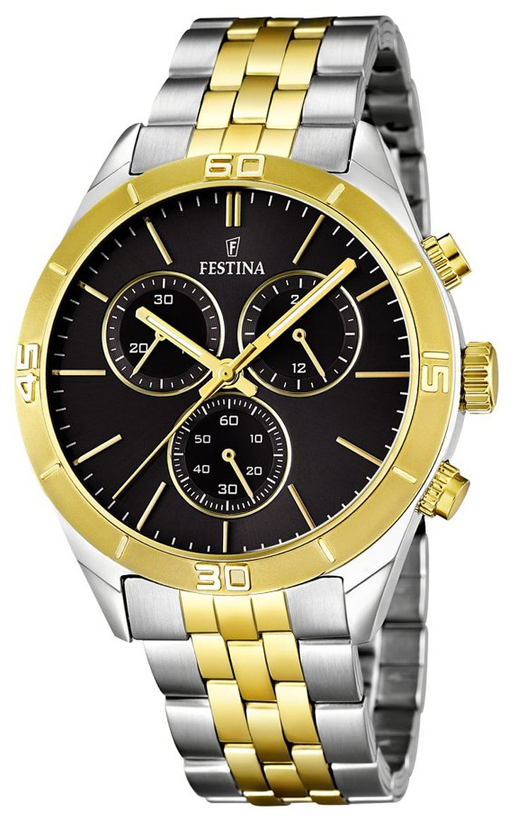 Festina Herrklocka F16763-3 Svart/Gulguldtonat stål Ø43 mm - Festina