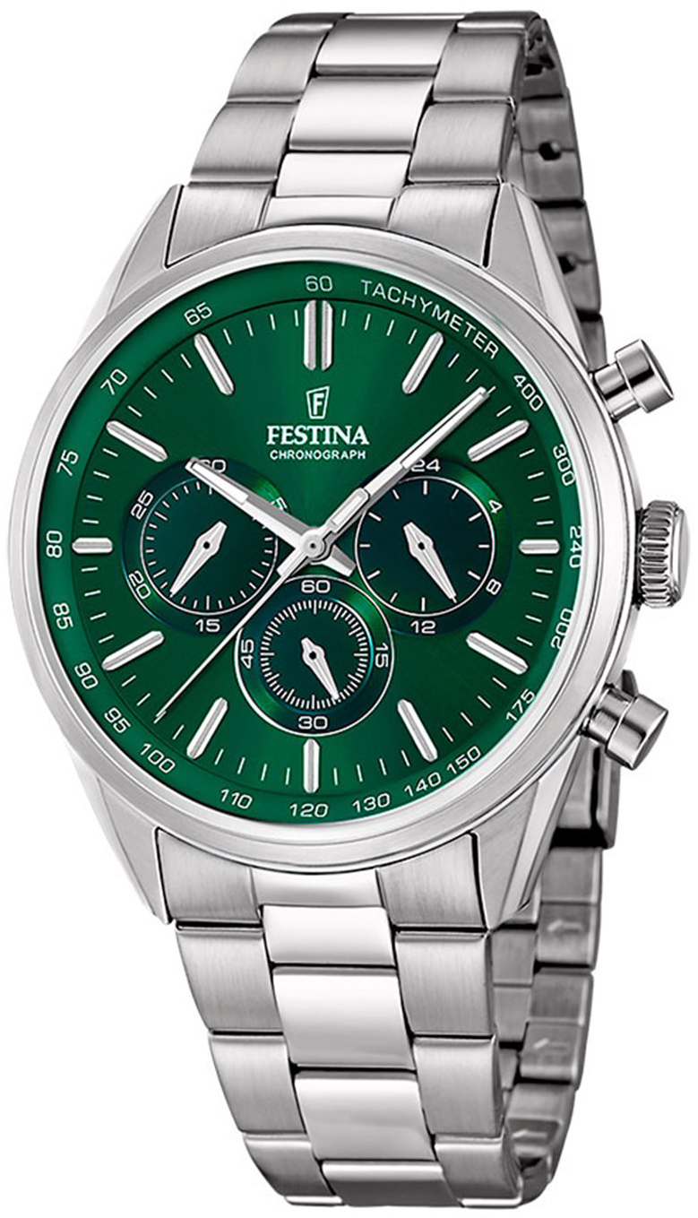 Festina Herrklocka F16820-R Chrono Grön/Stål Ø43.5 mm - Festina