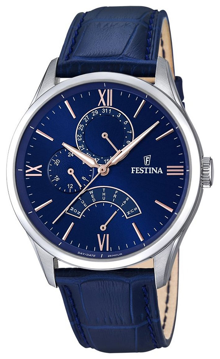 Festina Herrklocka F16823-3 Dress Blå/Läder Ø43 mm - Festina