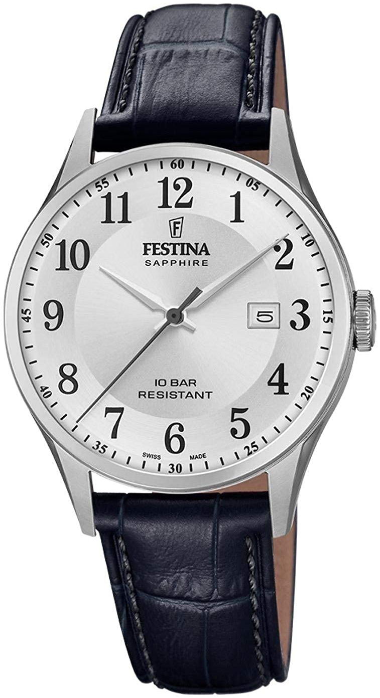 Festina Herrklocka F20007-1 Silverfärgad/Läder Ø40 mm - Festina