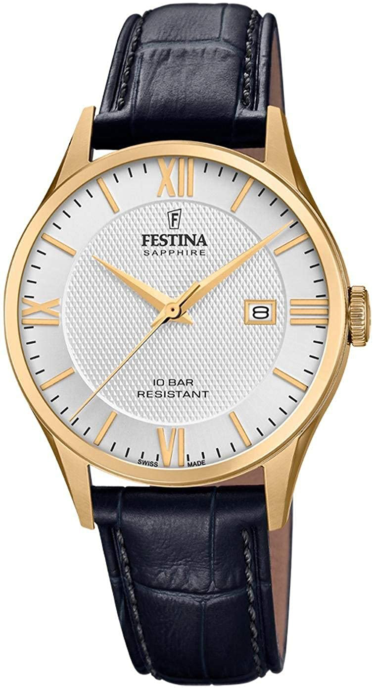 Festina Herrklocka F20010-2 Silverfärgad/Läder Ø40 mm - Festina